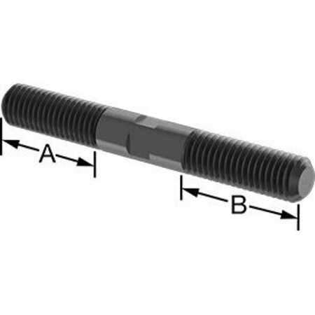 BSC PREFERRED Black-Oxide Steel Threaded on Both Ends Stud 5/8-11 Thread Size 5 Long 1-3/4 Long Threads 90281A814
